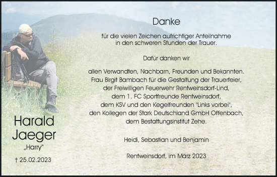 Anzeige von Harald Jaeger von MGO