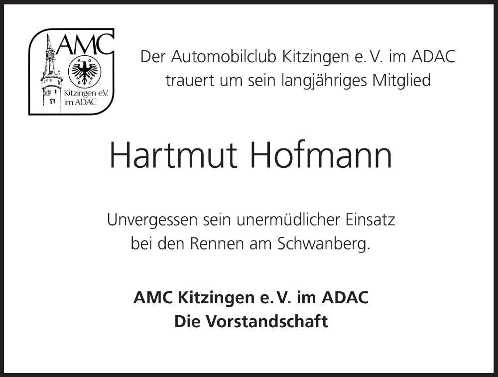  Traueranzeige für Hartmut Hofmann vom 25.03.2023 aus MGO