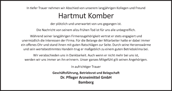 Anzeige von Hartmut Komber von MGO