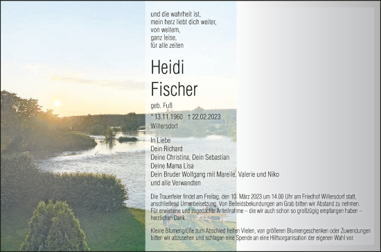 Anzeige von Heidi Fischer von MGO