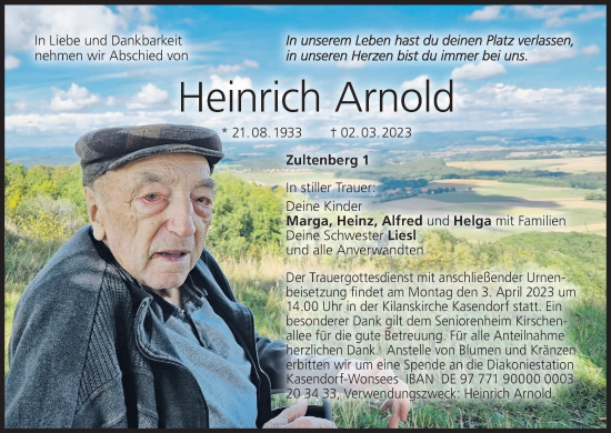 Anzeige von Heinrich Arnold von MGO