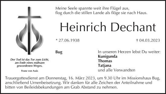 Anzeige von Heinrich Dechant von MGO