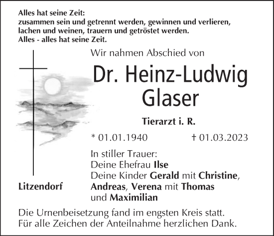 Anzeige von Heinz-Ludwig Glaser von MGO