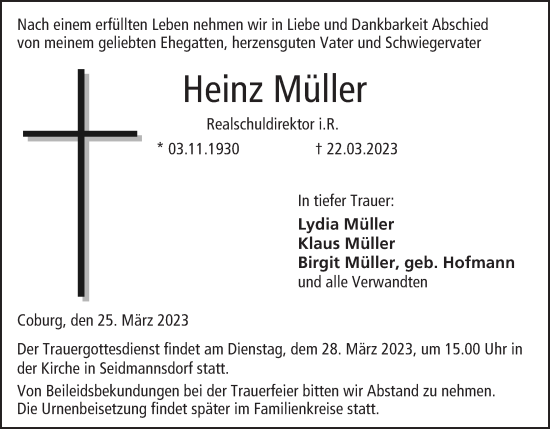 Anzeige von Heinz Müller von MGO