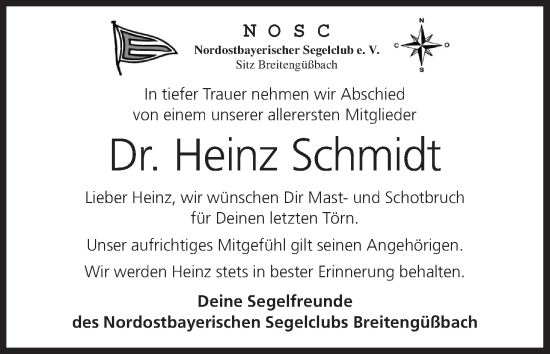 Anzeige von Heinz Schmidt von MGO