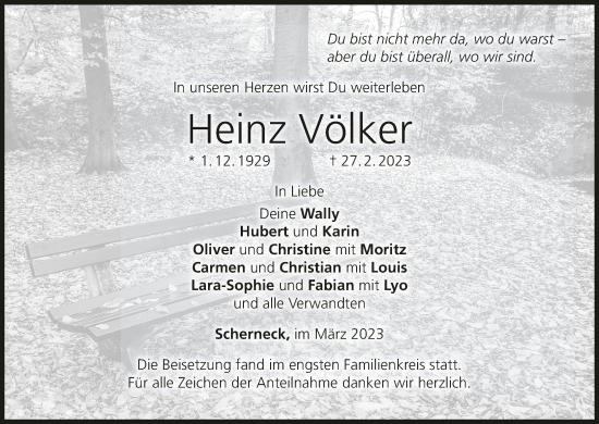 Anzeige von Heinz Völker von MGO