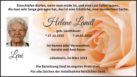 Anzeige von Helene Landl von MGO