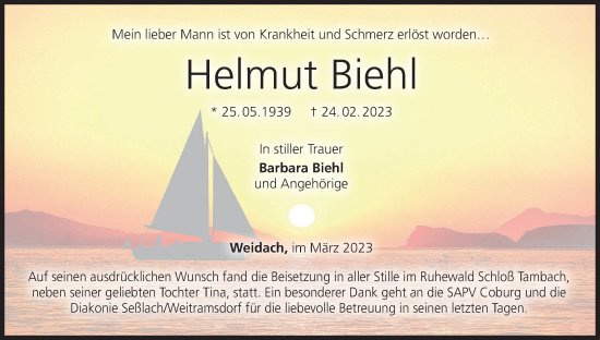 Anzeige von Helmut Biehl von MGO