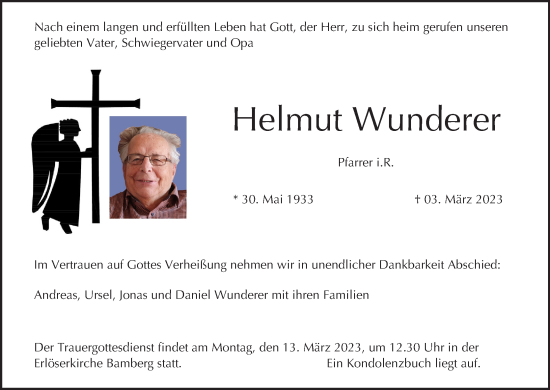 Anzeige von Helmut Wunderer von MGO