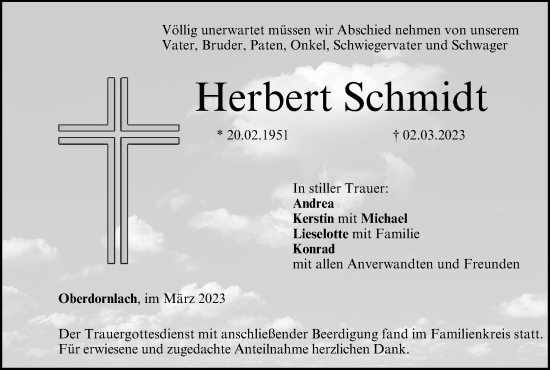 Anzeige von Herbert Schmidt von MGO