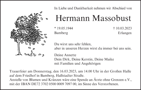 Anzeige von Hermann Massobust von MGO