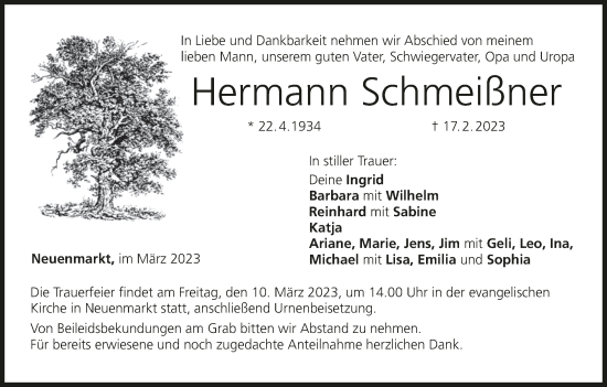 Anzeige von Hermann Schmeißner von MGO