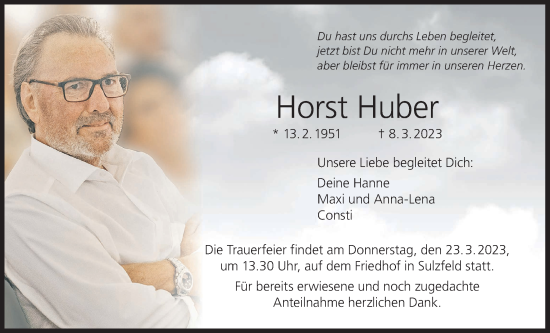 Anzeige von Horst Huber von MGO