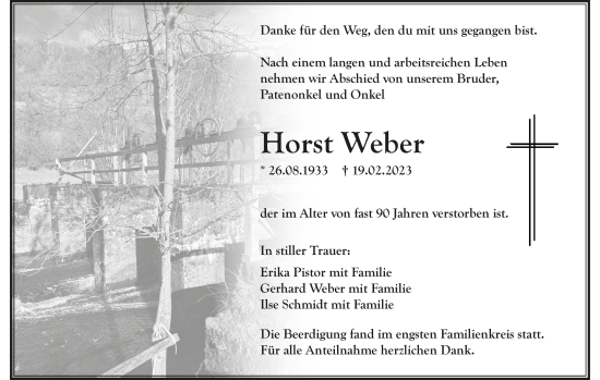 Anzeige von Horst Weber von MGO