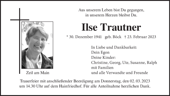 Anzeige von Ilse Trautner von MGO