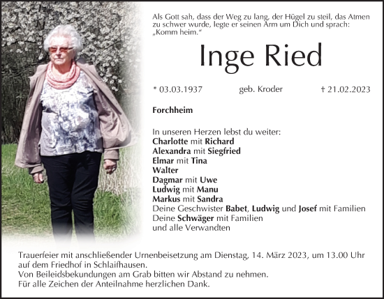 Anzeige von Inge Ried von MGO