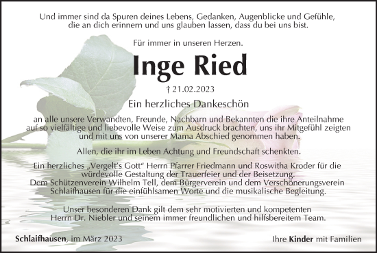 Anzeige von Inge Ried von MGO