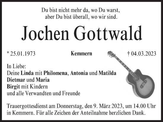 Anzeige von Jochen Gottwald von MGO