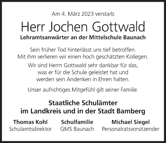 Anzeige von Jochen Gottwald von MGO