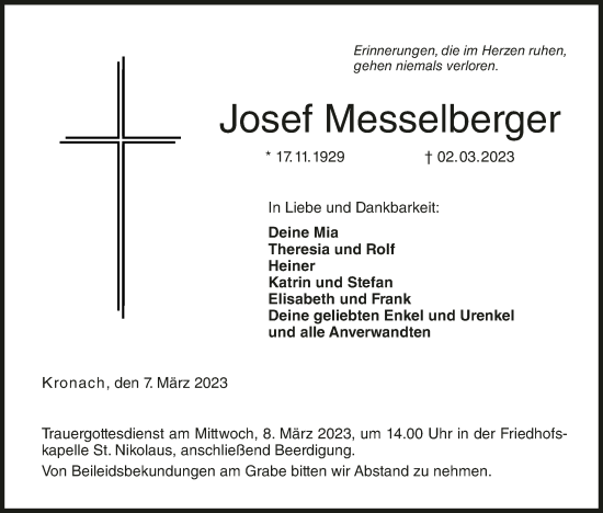 Anzeige von Josef Messelberger von MGO