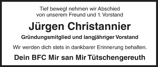 Anzeige von Jürgen Christannier von MGO