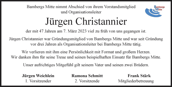 Anzeige von Jürgen Christannier von MGO