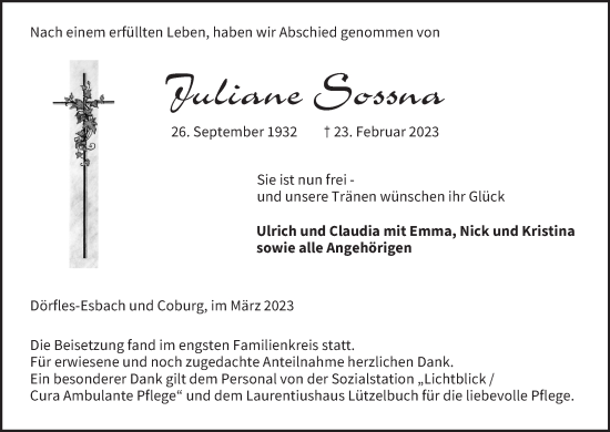 Anzeige von Juliane Sossna von MGO