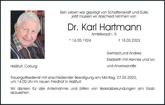 Anzeige von Karl Hartmann von MGO
