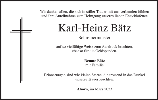 Anzeige von Karl-Heinz Bätz von MGO