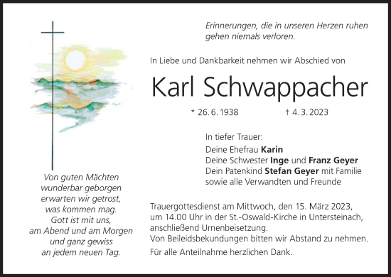 Anzeige von Karl Schwappacher von MGO