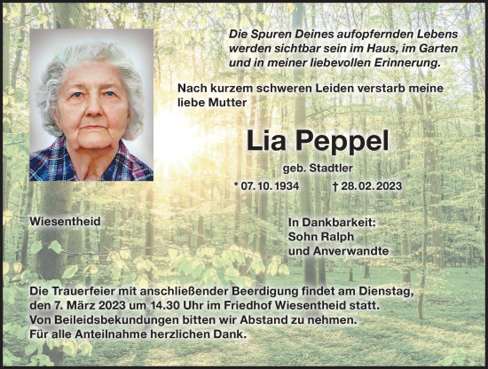 Anzeige von Lia Peppel von MGO
