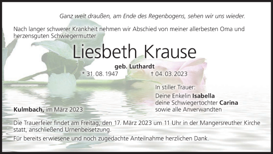 Anzeige von Liesbeth Krause von MGO