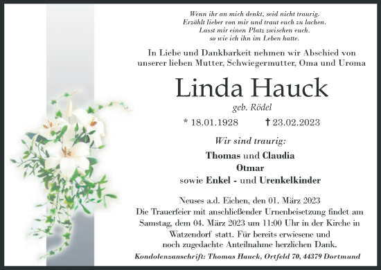 Anzeige von Linda Hauck von MGO