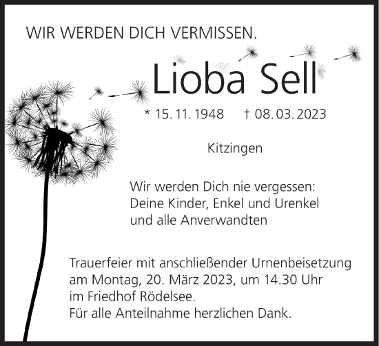 Anzeige von Lioba Sell von MGO