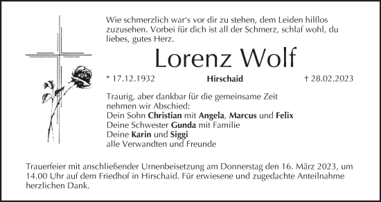 Anzeige von Lorenz Wolf von MGO