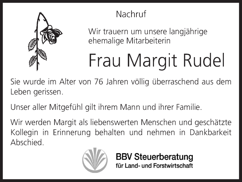  Traueranzeige für Margit Rudel vom 03.03.2023 aus MGO