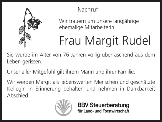 Anzeige von Margit Rudel von MGO
