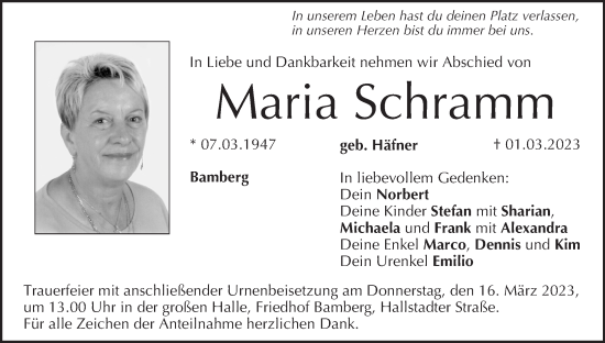 Anzeige von Maria Schramm von MGO