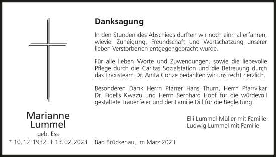 Anzeige von Marianne Lummel von MGO