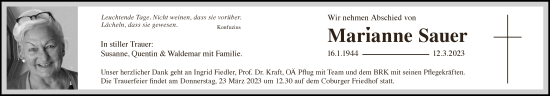 Anzeige von Marianne Sauer von MGO