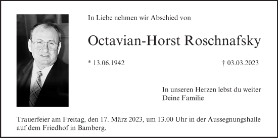 Anzeige von Octavian-Horst Roschnafsky von MGO