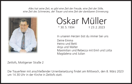 Anzeige von Oskar Müller von MGO