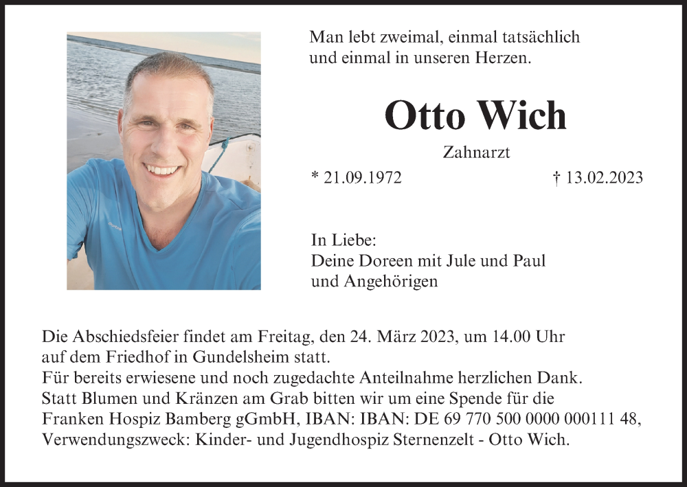  Traueranzeige für Otto Wich vom 18.03.2023 aus MGO