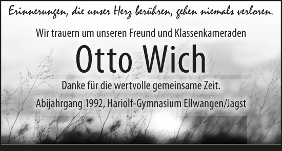 Anzeige von Otto Wich von MGO