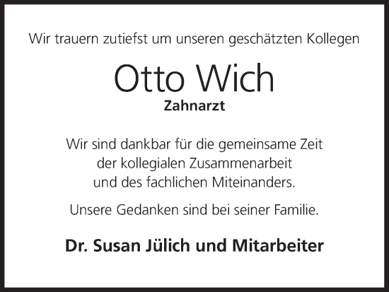Anzeige von Otto Wich von MGO