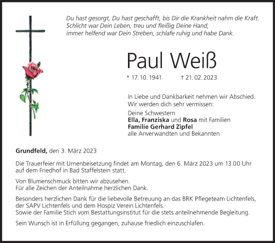 Anzeige von Paul Weiß von MGO