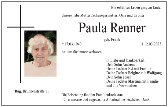 Anzeige von Paula Renner von MGO