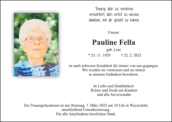 Anzeige von Pauline Fella von MGO