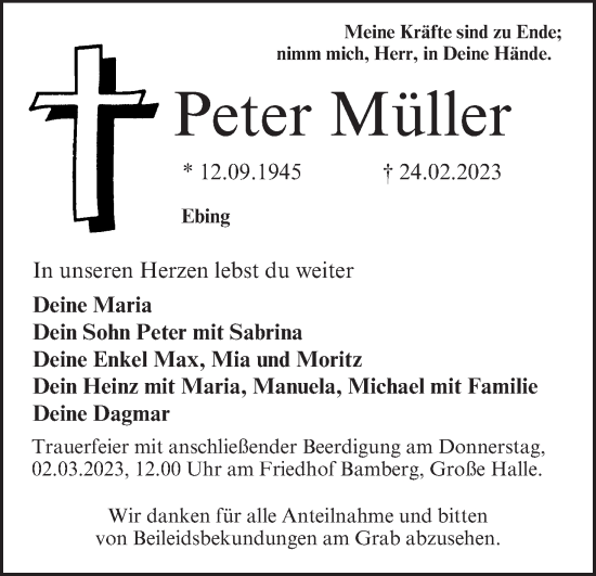 Anzeige von Peter Müller von MGO