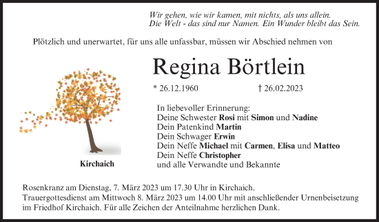 Anzeige von Regina Börtlein von MGO